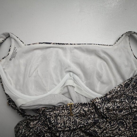 Athleta Ladies Size 38D Navy Green Off White Underwire Tankini Top - Picture 4 of 7